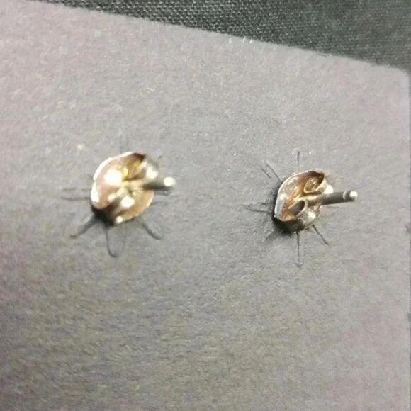 Sterling Native American Zuni Inlay Stud Earrings - Picture 2 of 4